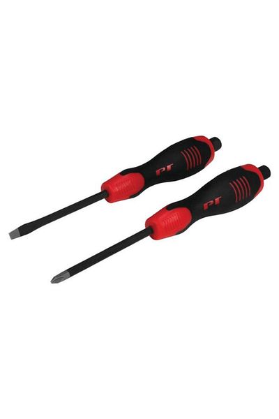 Generic طقم مفكات براغي بطرف ماسي من قطعتين من Performance Tool، أحمر وأسود، W1730