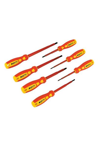 Generic طقم مفكات كهربائية من Performance Tool، مكون من 7 قطع، أحمر وأصفر، W30897