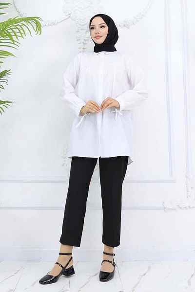 TRENDTESETTÜR Women's White Shirt Tunic t 03021