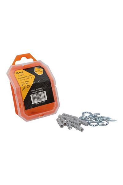 Generic HONEY BEE 16-Piece Rust Resistant Screw Hook and Anchor Set Silver and Grey ZY15337