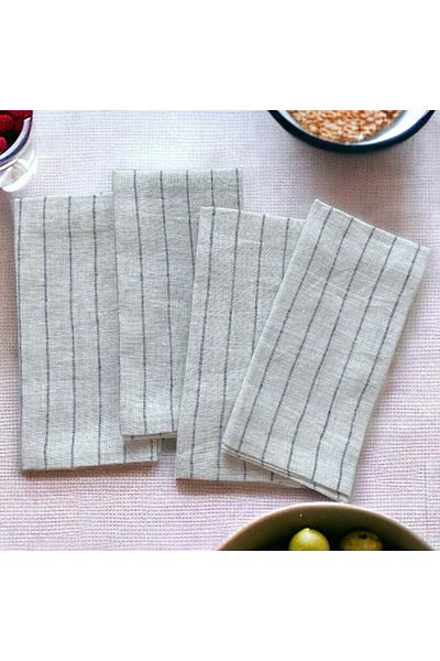 E.V.A. Home Decor Fiord Stripe Linen Napkin - Set of 4 pieces