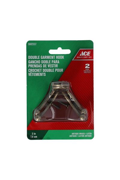 Generic ACE Sturdy Design Double Garment Hook Set Antique Brass 3inch 5602537