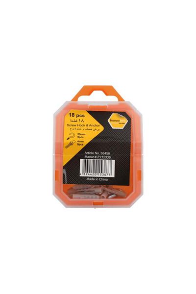 Generic طقم خطاف لولبي ومثبت مقاوم للصدأ من هوني بي، مكون من 18 قطعة، فضي ورمادي، ZY15336