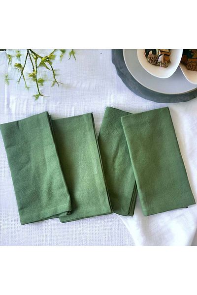 E.V.A. Home Decor Cardin Green Cotton Napkin - Set of 4 pieces