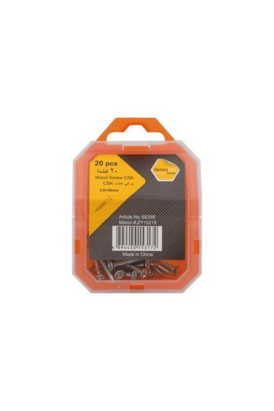Generic برغي خشب CSK مقاوم للصدأ من هوني بي، 20 قطعة، فضي، 3.5 × 30 مم، ZY15219