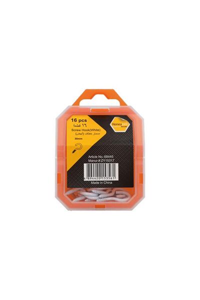 Generic HONEY BEE 16-Piece Rust and Corrosion Resistant Screw Hooks White 30mm ZY15317