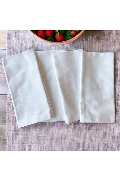 E.V.A. Home Decor Candela White Cotton Napkin - Set of 4 pieces