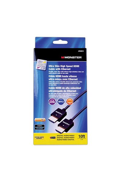 Generic كابل HDMI فائق السرعة فائق النحافة من Monster Just Hook It Up بطول 10 أقدام