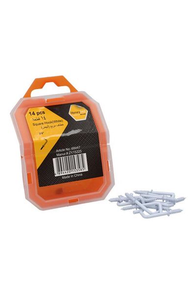 Generic خطافات مربعة مقاومة للصدأ والتآكل من هوني بي، 14 قطعة، لون أبيض، 3/4 بوصة، ZY15325