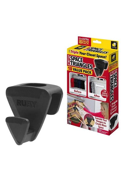 Generic AS SEEN ON TV 18-Piece Ruby Durable Triple SpSaving Triangle Hanger Hooks Set Black