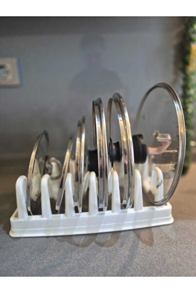 Gondol 6 BÖLMELİ TENCERE KAPAK DÜZENLEYİCİ-DAYANIKLI VE PREATİK MUTFAK ORGANİZERİ 34X 11 CM BEYAZ