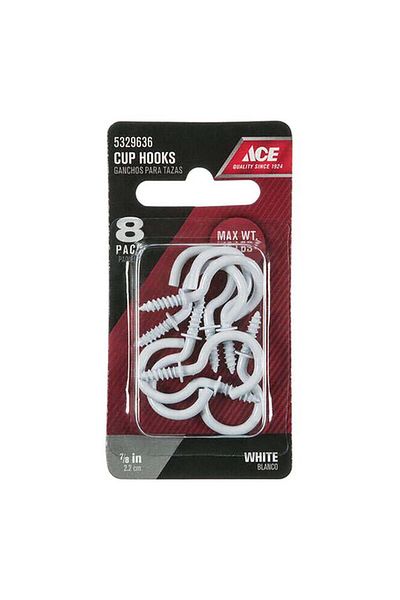 Generic خطافات أكواب صغيرة متينة من ACE، بيضاء اللون، مقاس 7/8 بوصة TSRW-12