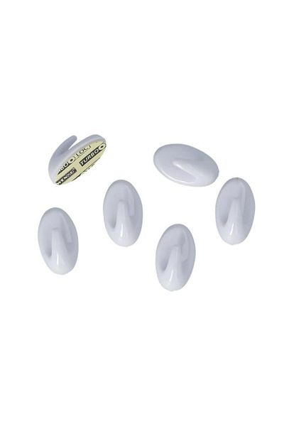 Generic Wenko 6-Piece Self-Adhesive Midget Plastic Wall Hook Set White 4403010100
