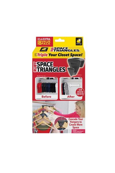 Generic AS SEEN ON TV 18-Piece Ruby Durable Triple SpSaving Triangle Hanger Hooks Set Black