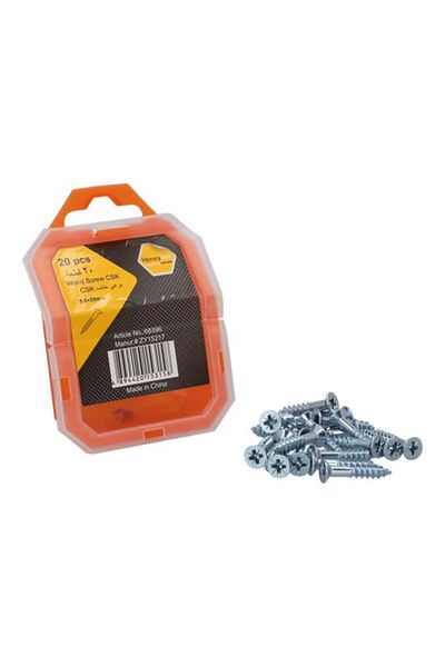 Generic مجموعة براغي خشبية من الفولاذ المقاوم للتآكل من هوني بي، 20 قطعة، فضية، 5 × 25 مم، ZY15217