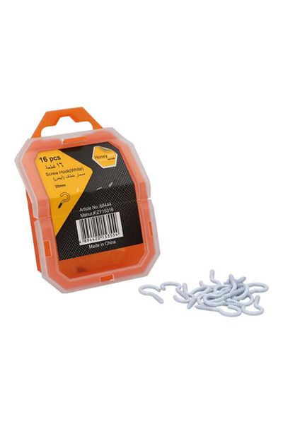 Generic HONEY BEE 16-Piece Durable Rust-Proof Screw Hooks White 25mm ZY15316