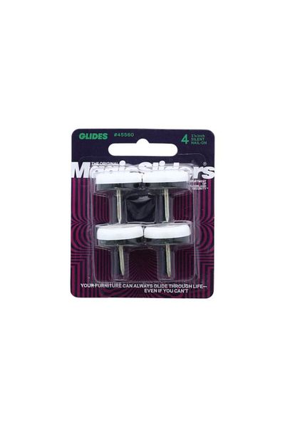 Generic زلاقات أثاث دائرية صامتة من ماجيك سلايدرز، 4 قطع، لون أبيض وأسود، مقاس 1-1/8 بوصة، 45560