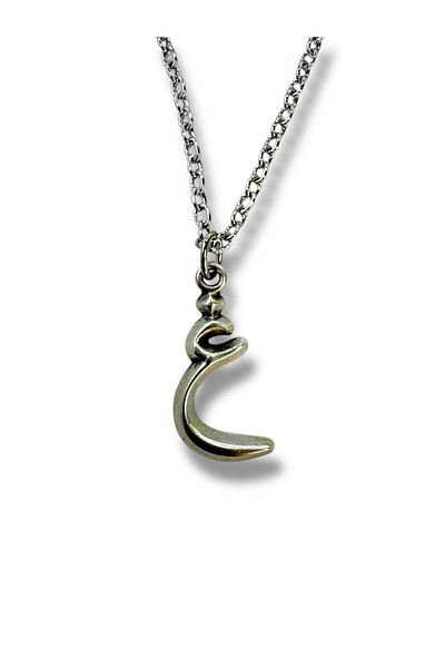 Herşey Nota Arabic Moon (ع) Letter Necklace – Meaningful Jewelry with Zamak Plated 60 cm Chain
