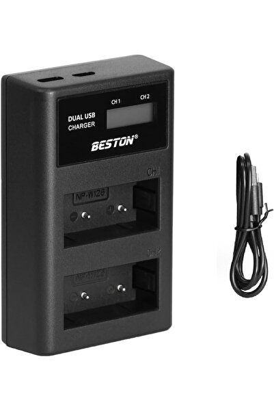 Beston شاحن LCD ذكي بفتحتين لكاميرا فوجي فيلم NP-W126