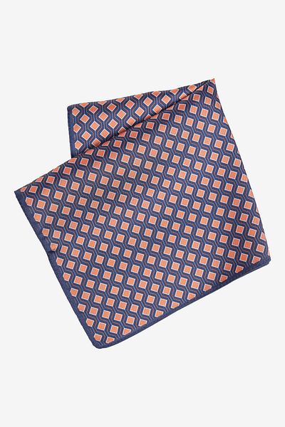 ALTINYILDIZ CLASSICS Men's Navy Blue-Tile Patterned Handkerchief