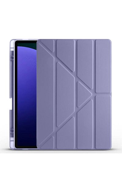 Fer10Tech حافظة Galaxy Tab S9 FE Plus متوافقة مع F10T حافظة ثلاثية الطي مع حامل ومقصورة قلم - أرجواني