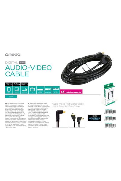 Omega Cablu HDMI v.1.4 Auriu Angular 3m