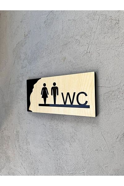 Mars Wc Toilet Sign 25X10 cm Door Orientation Sign Large Size