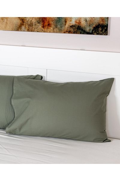 Menderes Home Cotton Collection 2 τεμαχίων Μαξιλαροθήκη Χακί