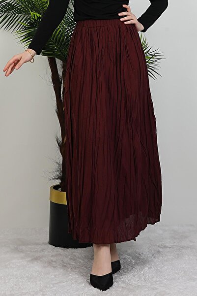 GİYZAMİLA Kraş Voile Skirt Claret Red
