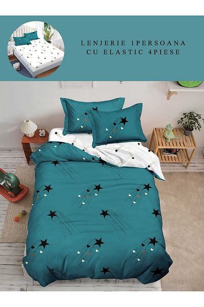 CHIRASO Finet CHIRASO Bedding Set 1 Person, 4 pieces, Fitted Sheet 140x200, stars