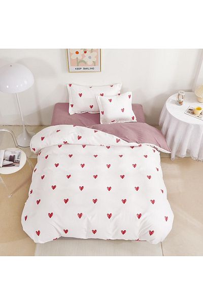 CHIRASO Finet CHIRASO 1 Person Bedding Set, 4 pieces, Fitted Sheet 140x200, hearts