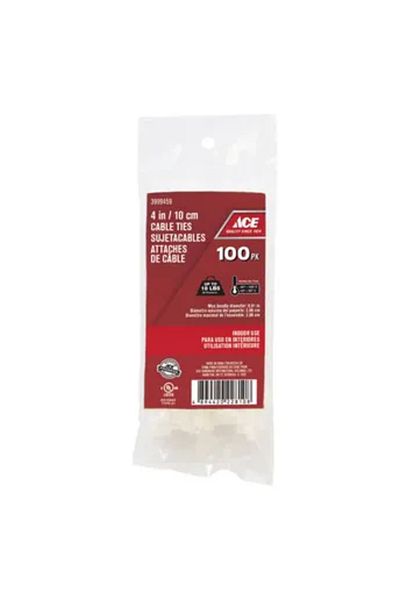 ACE Polypropylene Cable Tie Pack (10.16 cm, 100 Pc., White)