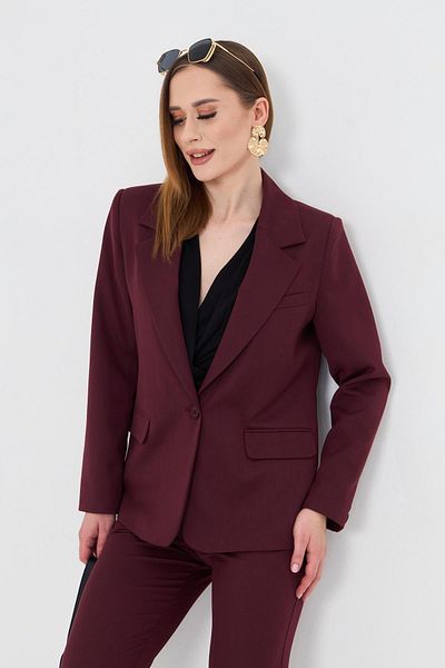 LOVELF Costum Polyviscon cu un singur buton Roșu Claret