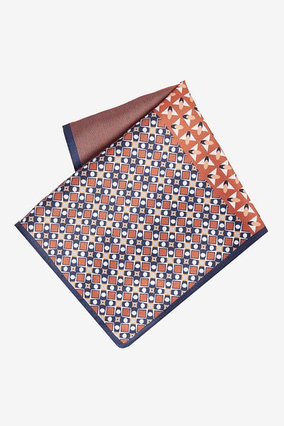 ALTINYILDIZ CLASSICS Men's Brown-Navy Blue Patterned Handkerchief