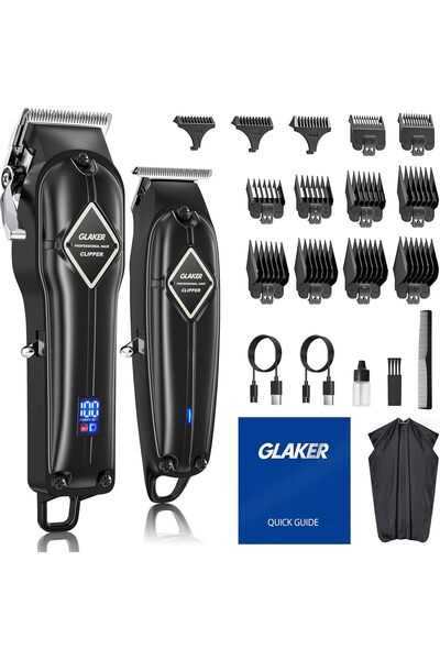 GLAKER ماكينة قص الشعر الاحترافية للرجال - مجموعة ماكينة قص الشعر اللاسلكية و...