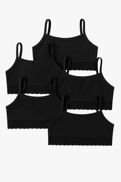 Katia&Bony Girl's 5-Piece Lace Detailed Basic Thin Strap Bustier Black