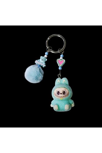 Acousticworld Cute Monsters Labubu Furry Keychain Turquoise