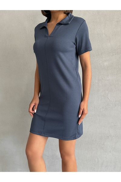 BEJNA Γυναικείο φόρεμα Anthracite Polo Neck Soft Touch
