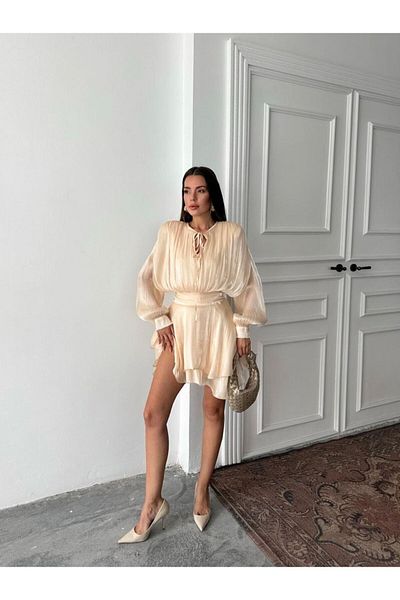Monchoix Γυναικείο φόρεμα σιφόν με δεμένο στήθος και φούστα