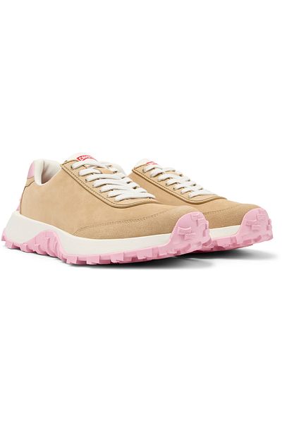 CAMPER Women's Beige Genuine Leather Lace Up Sneakers Colorful Flexible Sole Perfect for Daily DriftTrail