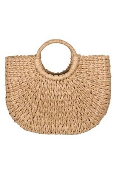 OEM Geantă de vară bej din paie pentru femei 40 x 6 x 32 cm