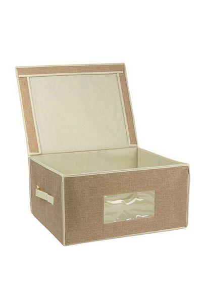 Wonderland Storage box with lid, cream, 40 x 50 x 25 cm