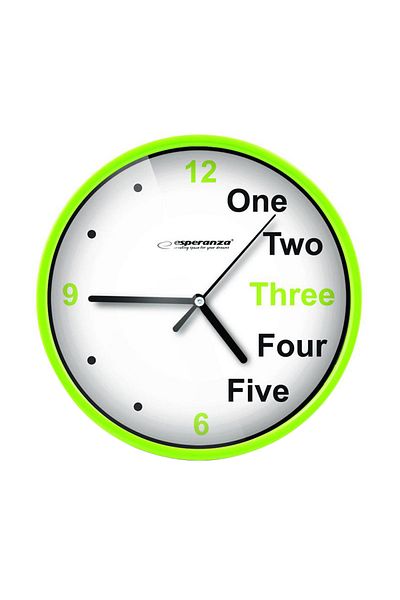 ESPERANZA Esperanza Wall Clock, Quartz Mechanism, Diameter 20 cm, Neon Green