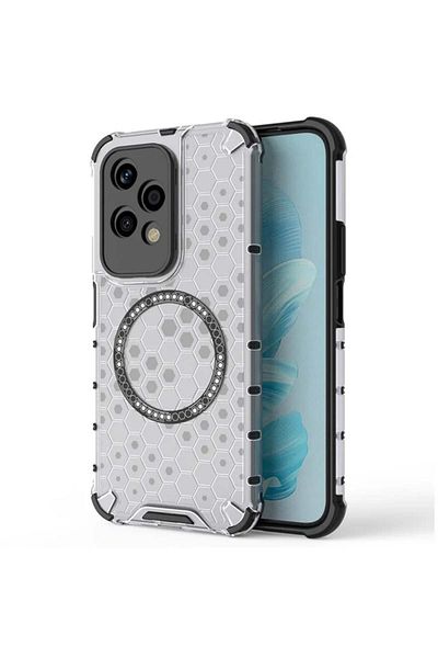 SKYDDAR INNOVATION Case For Honor 200 Lite, Honeycomb Shield Magsafe, White, Sticker Set