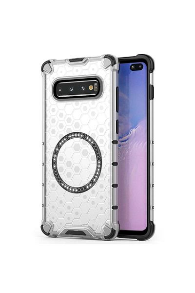SKYDDAR INNOVATION Case For Samsung Galaxy S10 Plus, Honeycomb Shield Magsafe, White, Sticker Set