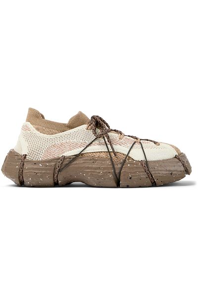 CAMPER Women's Brown Color Block Sneaker with Hook And Loop and Removable Cushioned Lightweight Sole