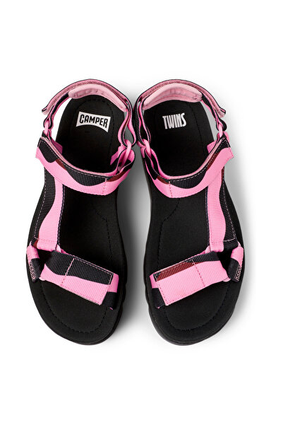 CAMPER Ladies' Pink Color-Block Hook And Loop Sandals, Adjustable, Lightweight, Patterned Orugaup