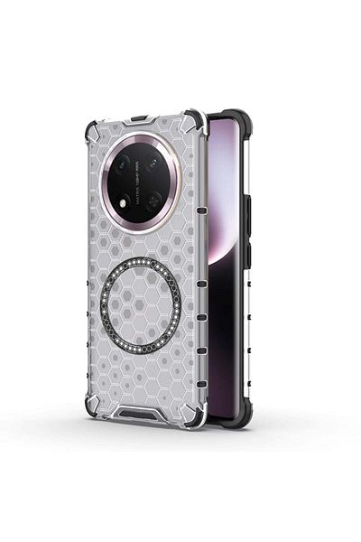 SKYDDAR INNOVATION Case For Honor X9c / Magic7 Lite, Honeycomb Shield Magsafe, White, Sticker Set
