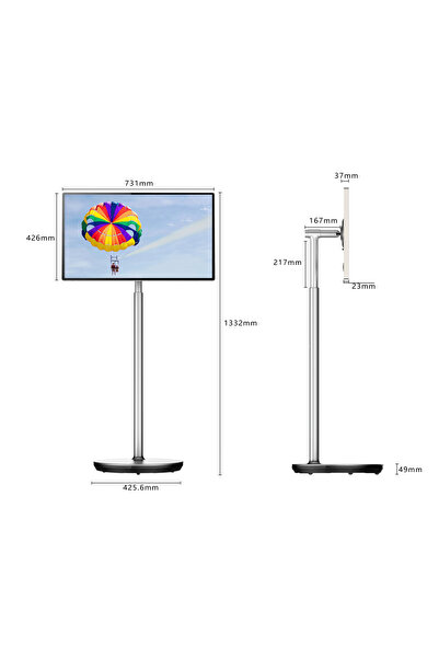 THOMSON 32UE5M45 32 İnç 4K UHD Dokunmatik Taşınabilir Akıllı Monitör, Döner Ekran, Android, Bataryalı