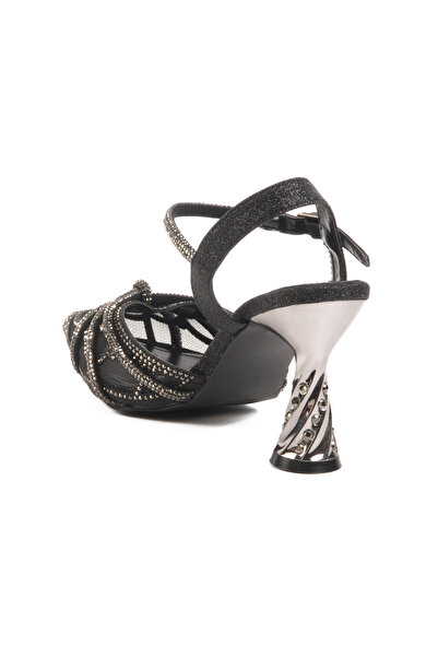 Guja Black Thin Heeled Stone Embroidered Women's Evening Dress Shoes 25Y125-1 Z